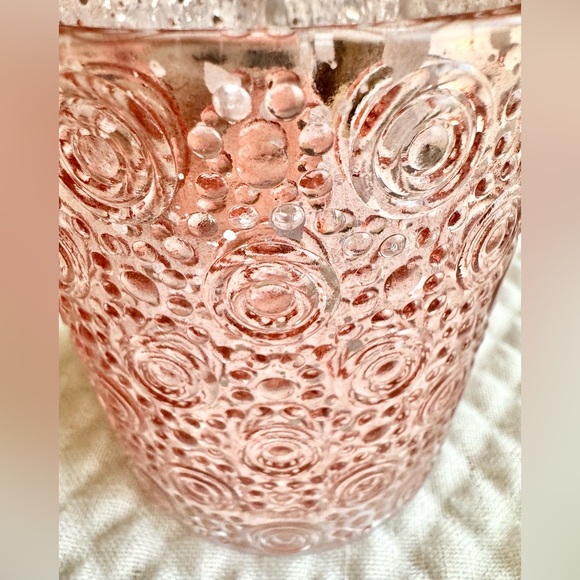 New Large Rose Gold Mercury Glass Circles & Spheres Pattern Candle Holder 4” - Picture 3 of 6